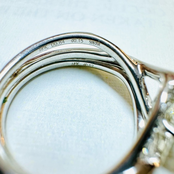 18K White Gold Simon G Soldered .90ct Princess Diamond Wedding Set - Picture 9 of 11